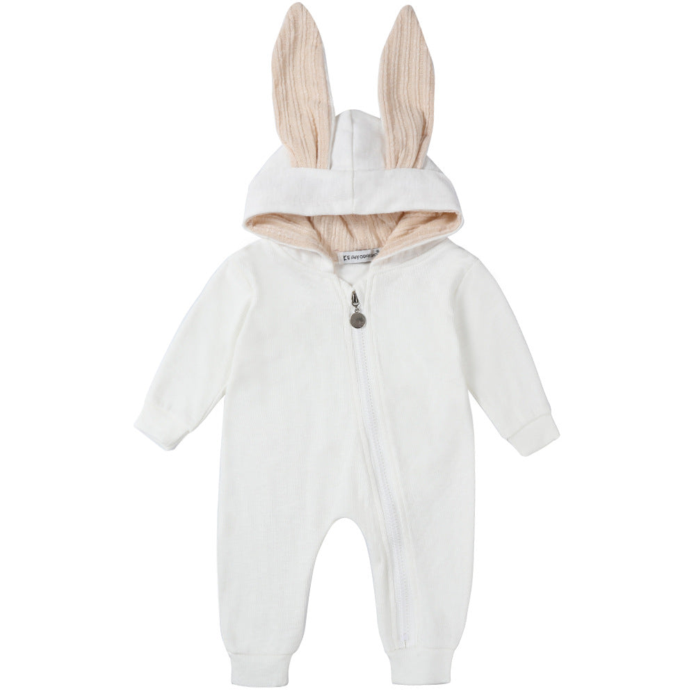 Big ears bunny one-piece l hooded zipper romper romper
