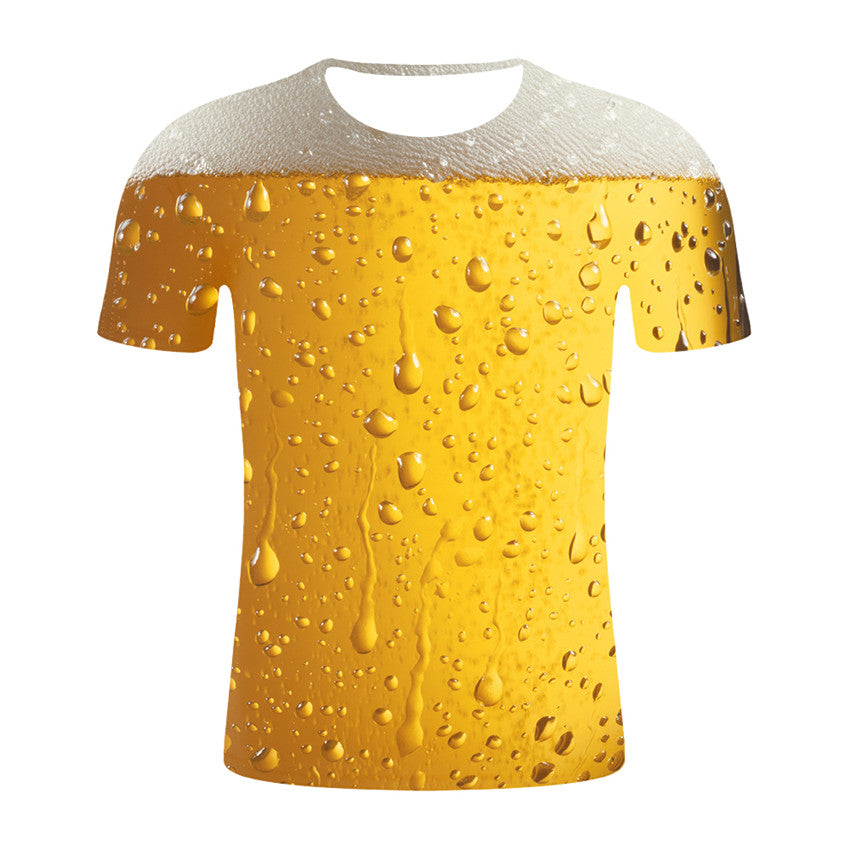 Graphic Beer Print Short-Sleeved T-Shirt