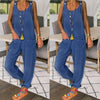 Solid Color Loose Denim Tencel Imitation Denim Temperament Jumpsuit