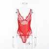 Sexy See-through Bodysuit In Lace Striped Underwear