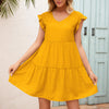 Women's Loose V-Neck Fungus Sleeve Dress
