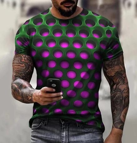 New Personality Pattern Honeycomb 3D Digital Printing Short-Sleeved T-Shirt