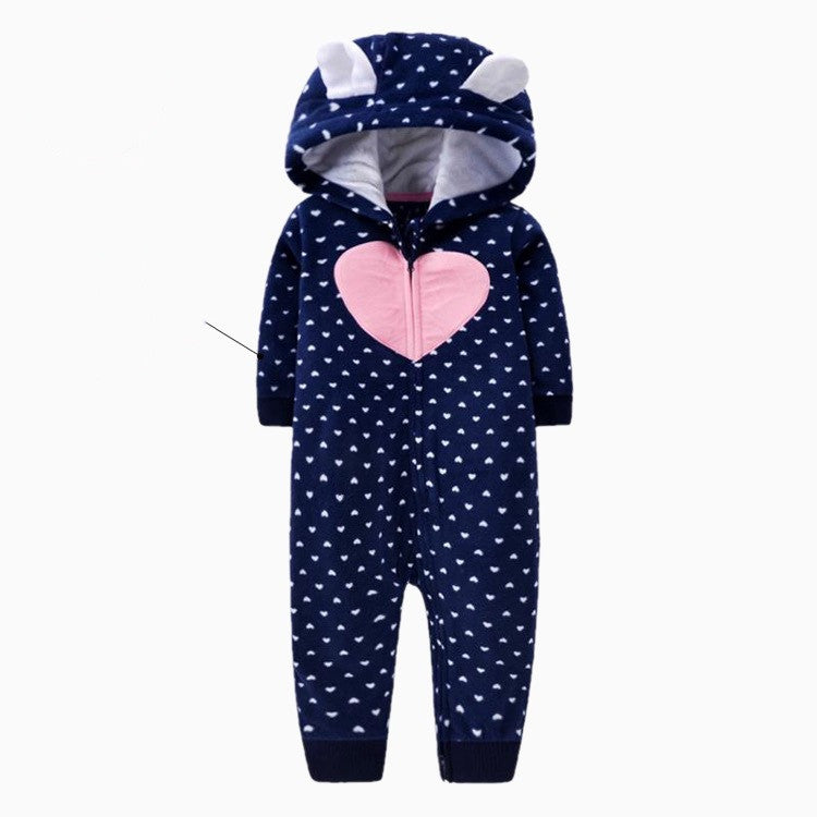 Single layer polar fleece romper zipper shirt