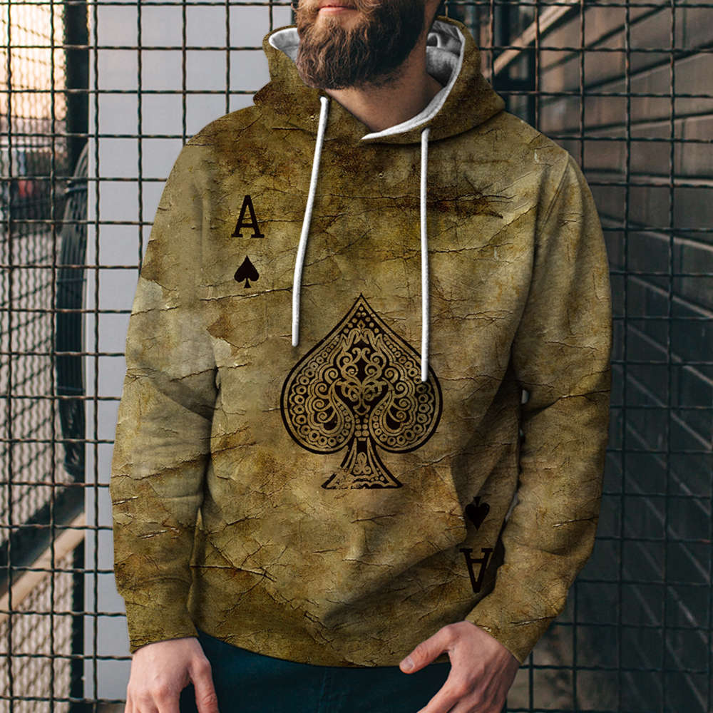 Poker Digital Printed Sweater Street Fashion Loose Sports Hoodie