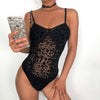 New women's mesh leopard sexy strapall jumpsuit