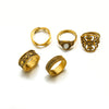 Vintage Hollow Carving Patterns Inlaid With Gemstones 5-Piece Combination Joint Ring
