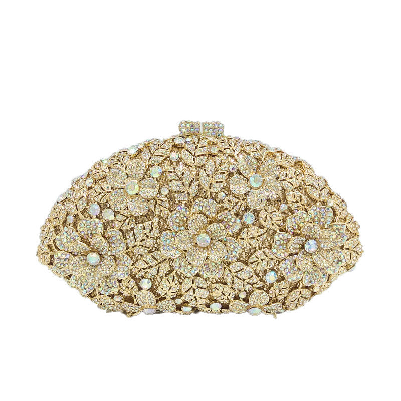 Shell-shaped flower gemstone bag evening bag rhinestone clutch