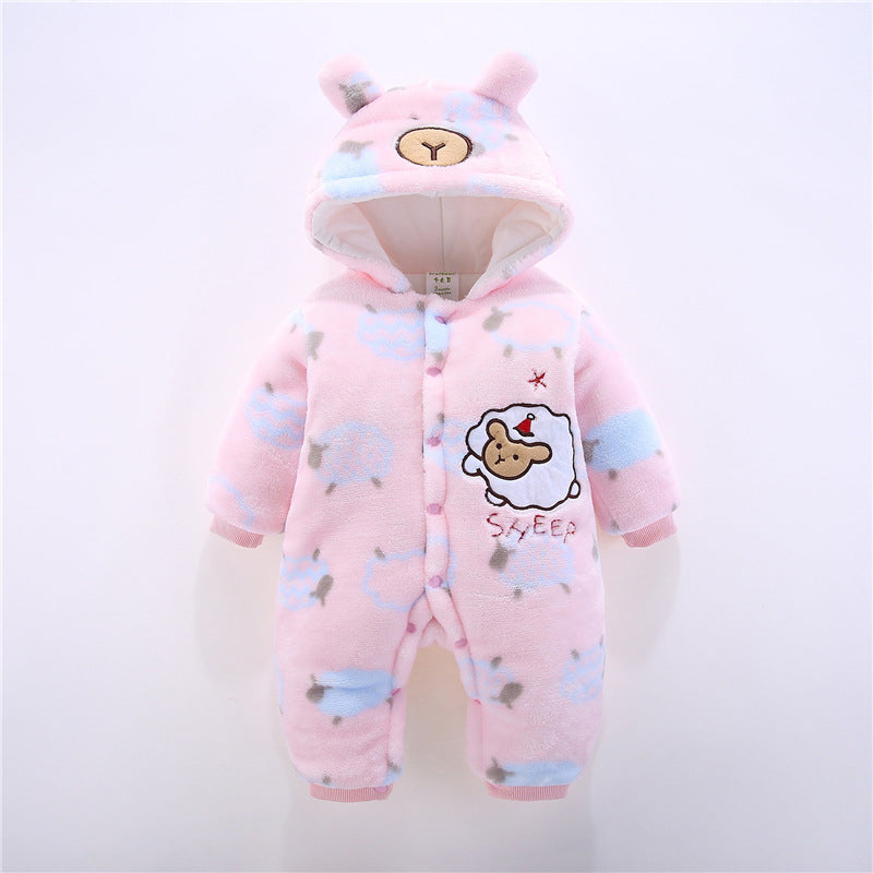 Infant Thickened One-Piece Romper Winter Baby Romper Animal Shape Thick Jumpsuit