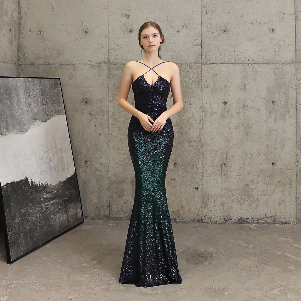 Sequin Party Dress Long Banquet Slim Fishtail
