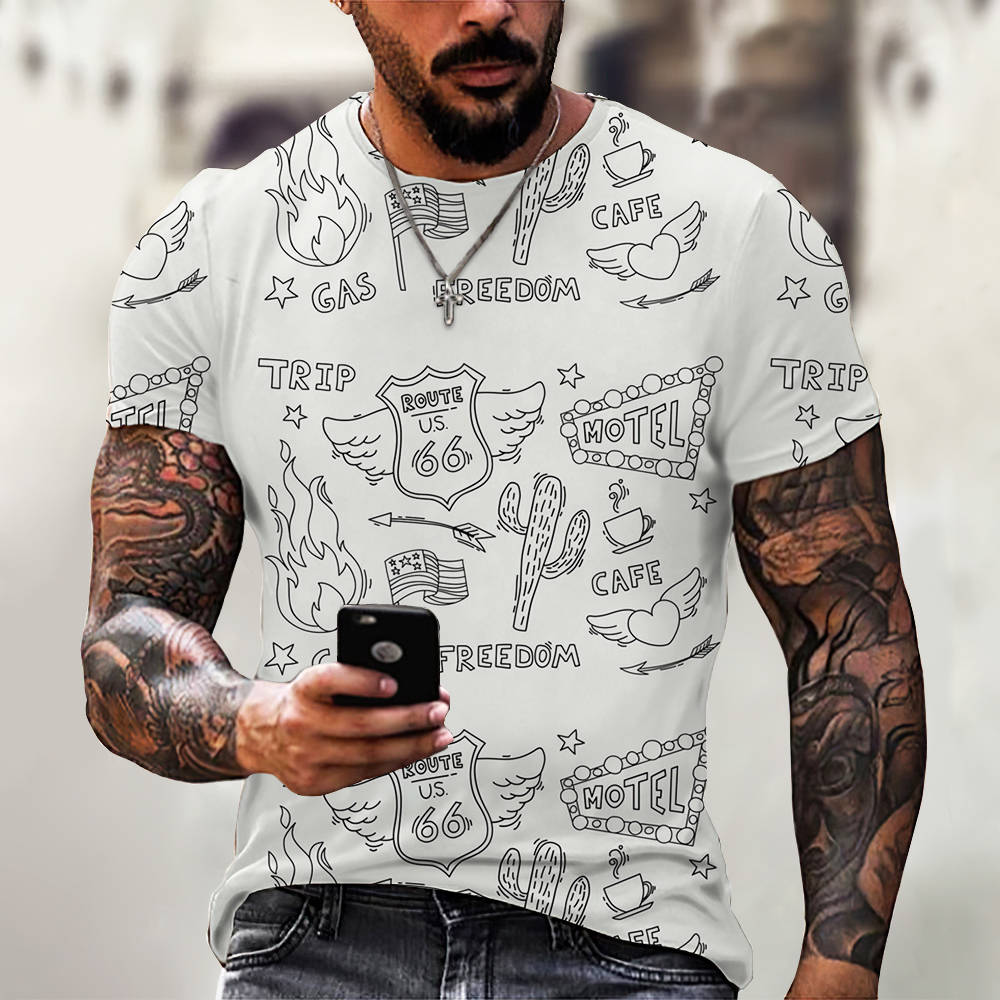 New Men Summer 3D Shirt Top Printed Street Short Sleeve