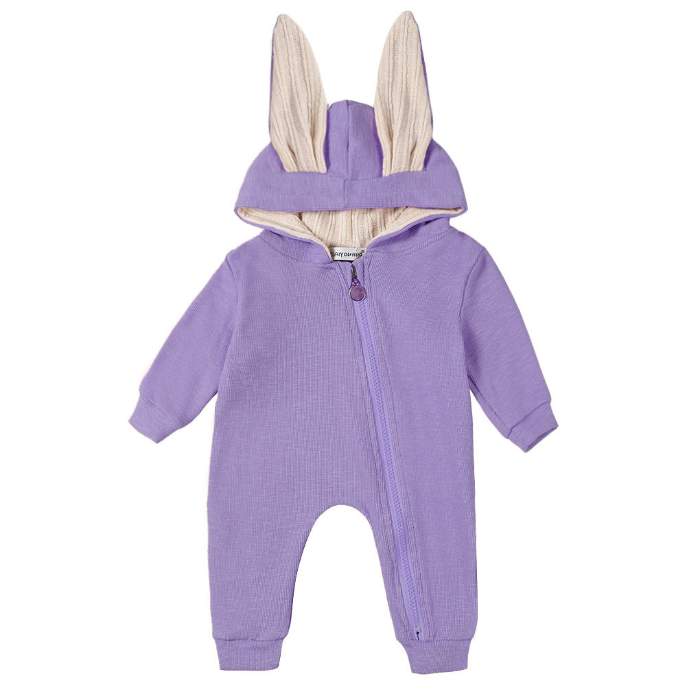 Big ears bunny one-piece l hooded zipper romper romper