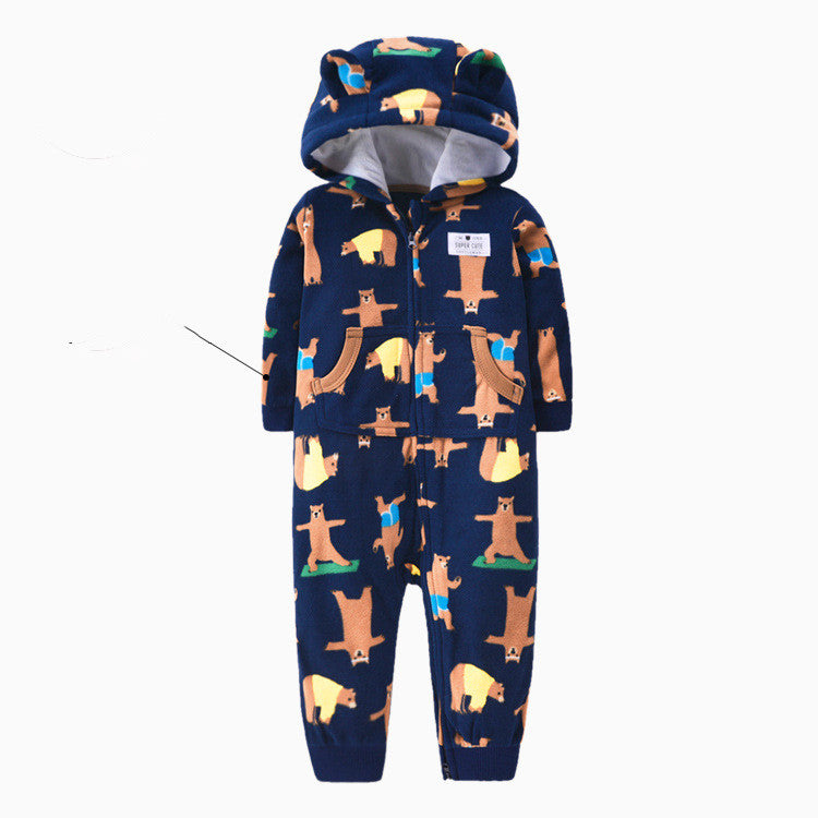 Single layer polar fleece romper zipper shirt
