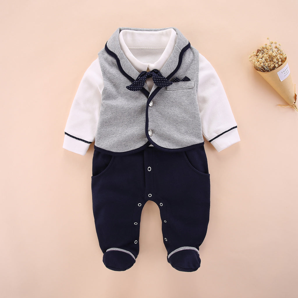 Baby boy's long-sleeved footsuit