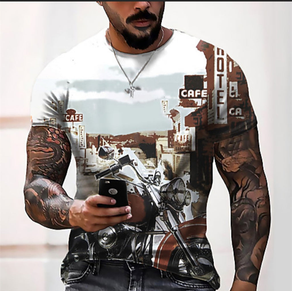 3D Digital Round Neck Short Sleeve T-Shirt