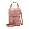 Korean style ladies tassel oil wax leather crossbody bag
