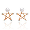 European And American Style Hollow Five-Pointed Star Pearl Stud Earrings