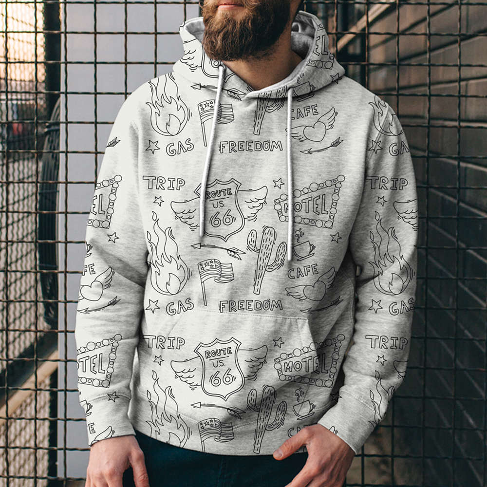 Hooded 3D Printed Loose Hooded Sweater