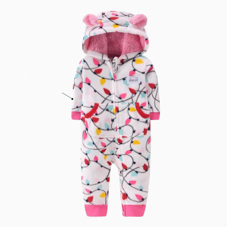 Single layer polar fleece romper zipper shirt