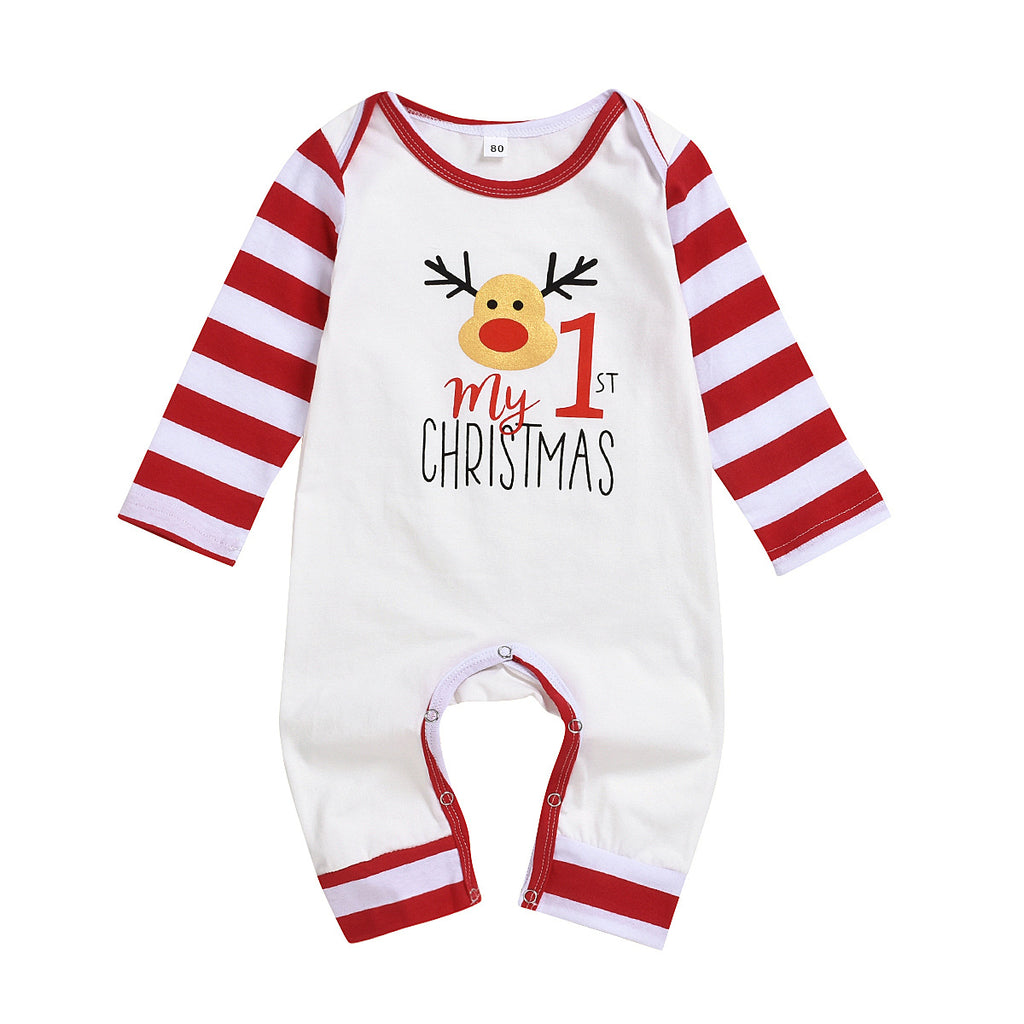 Deer head letter print long-sleeved bodysuit