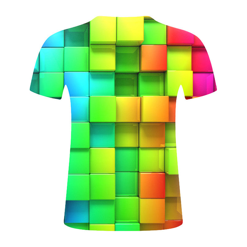 Abstract Twisted Swirl Digital Print Round Neck Short Sleeve T-Shirt