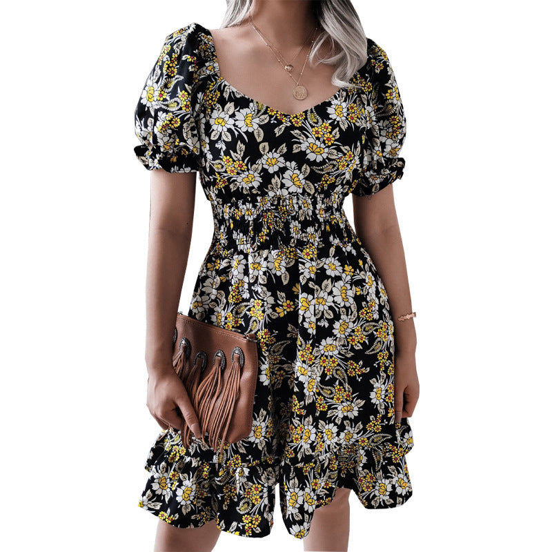 Women's Short Sleeve Casual Ruffle Dress