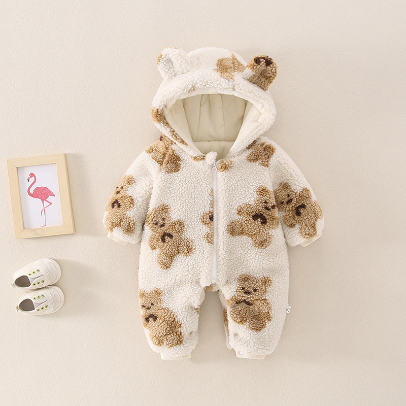 Outdoor Clothes Cute Bear Lamb Wool One-piece Coat