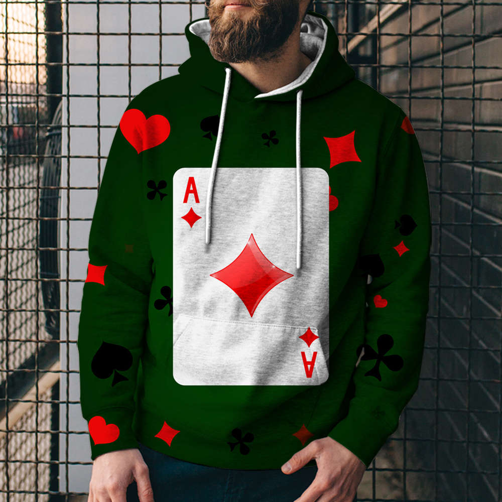 Poker Digital Printed Sweater Street Fashion Loose Sports Hoodie