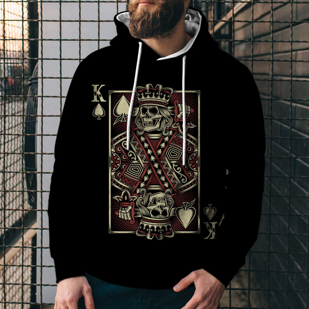 Poker Digital Printed Sweater Street Fashion Loose Sports Hoodie