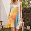 Sleeveless Crewneck Pocket Tie-Dye Print Tank Top Dress