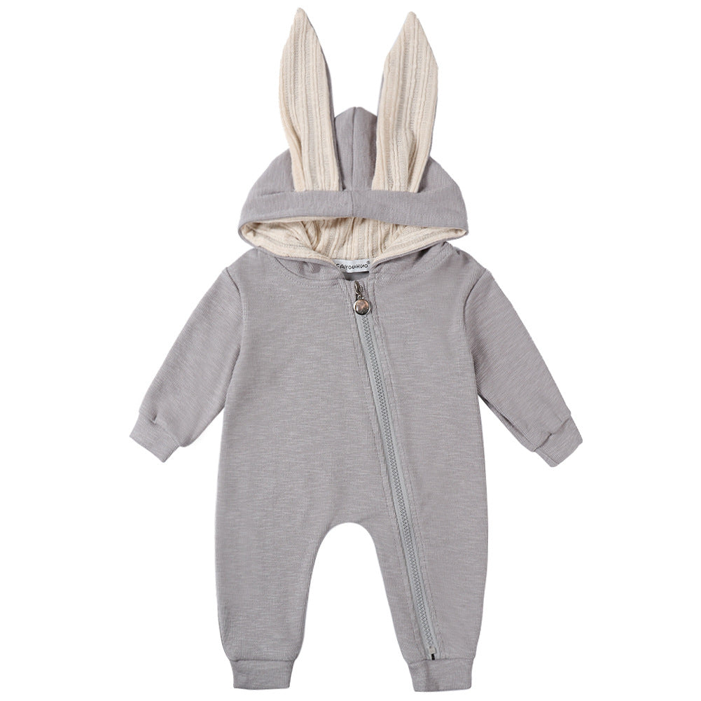 Big ears bunny one-piece l hooded zipper romper romper
