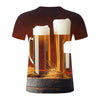 Personalized Design Beer 3D Digital Print Flower Men Short-Sleeved T-Shirt