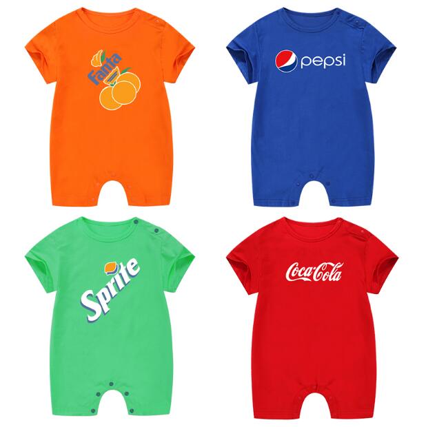 Baby clothes summer short sleeve 0-3-6-9-12 months cotton summer soda cola wild baby romper