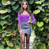 Splicing pleated long sleeve jumpsuit female sexy V-neck cross silver reflective bottoming shirt