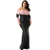 Long Slim Off-the-shoulder Embroidery Pierced Lace Mermaid Dress