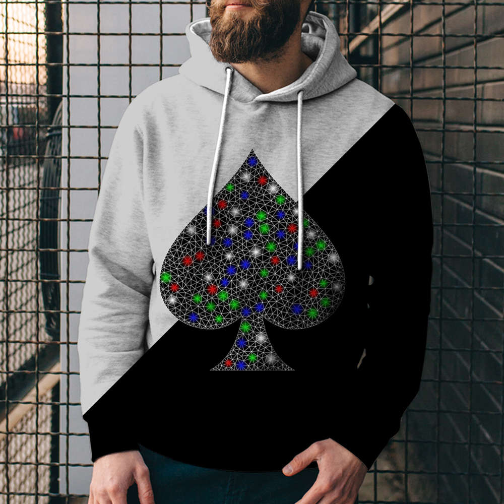 Poker Digital Printed Sweater Street Fashion Loose Sports Hoodie