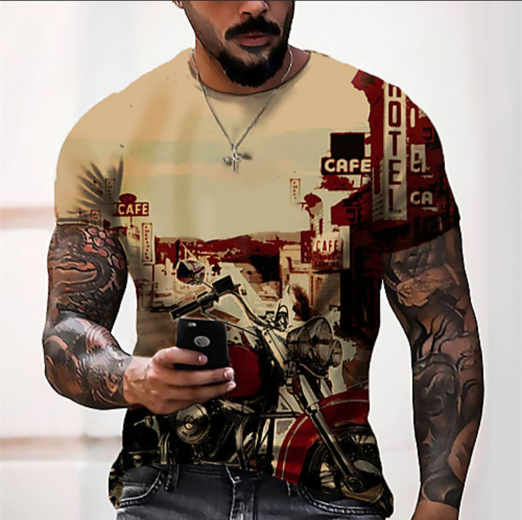 3D Digital Round Neck Short Sleeve T-Shirt