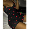 Sexy V-neck Peach Heart Print Suspender Jumpsuit Casual Women's Jumpsuit