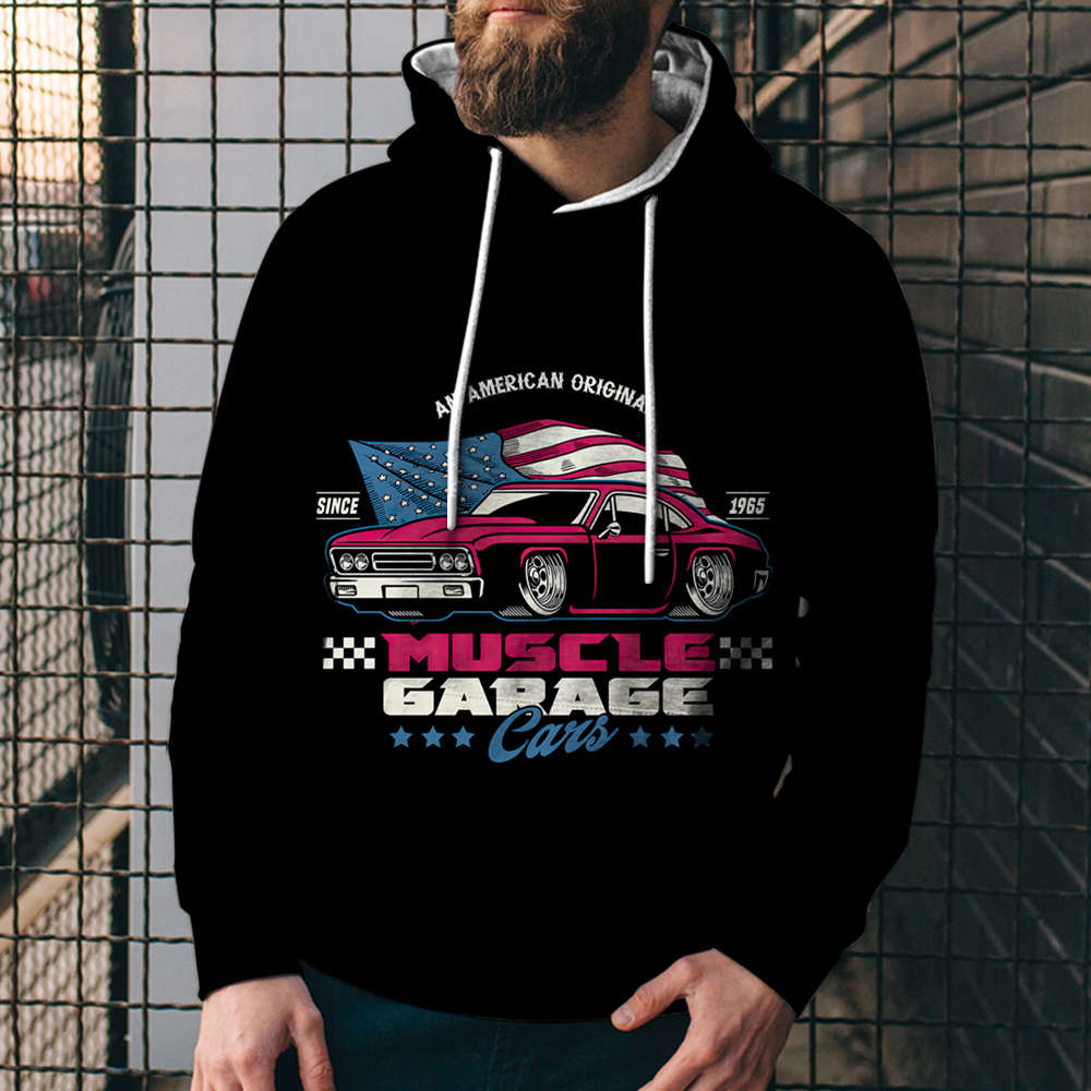 3D Digital Loose Print Hooded Sweatshirt