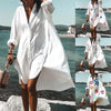 Women's Casual Single Loose Lapel Mid Shirt Dress