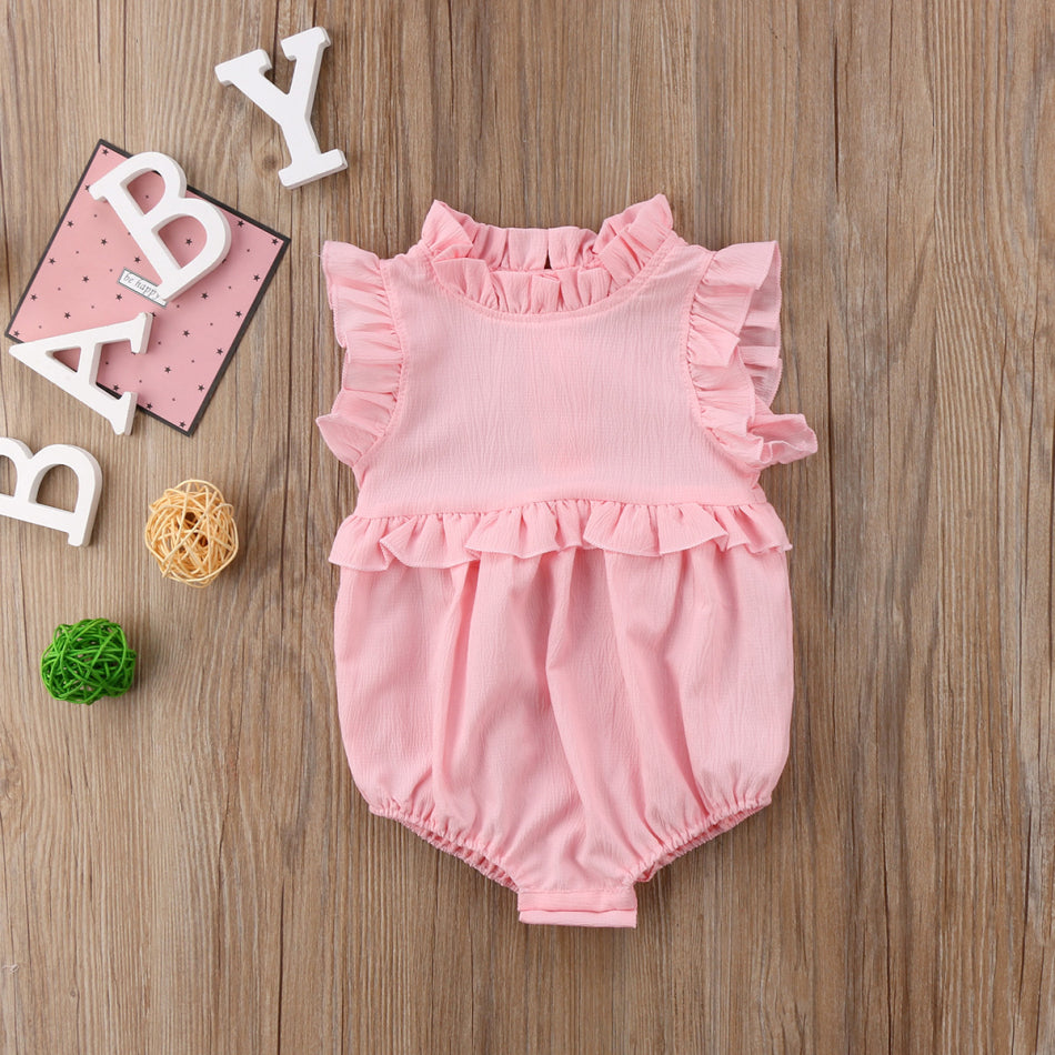 Newborn Baby Girl Sleeveless Ruffles Romper Underwear Apparel Summer