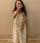 Girls' Cotton Loose Floral Beige Sling Jumpsuit