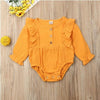Infant And Toddler Cotton And Linen Solid Color Long-sleeved Romper Romper Bodysuit