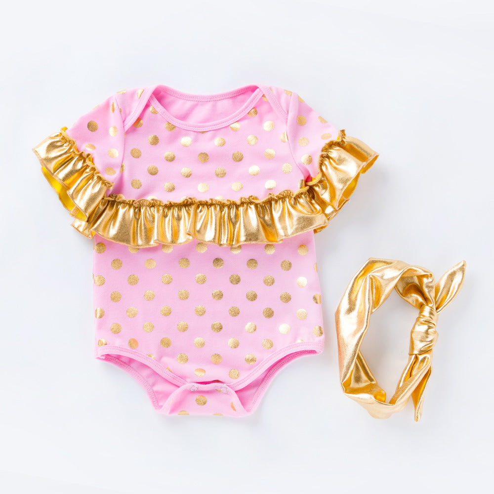 European and American children's wear new golden dot creeper