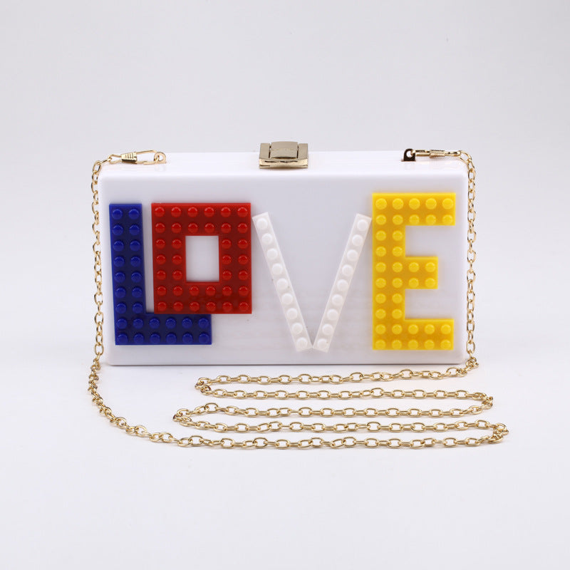 Letter Stitching One-shoulder Messenger Acrylic Bag