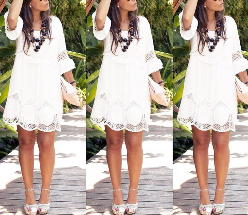 Summer lace cutout dress