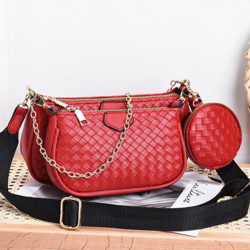 Fashion Woven Pattern PU Leather Crossbody Bag