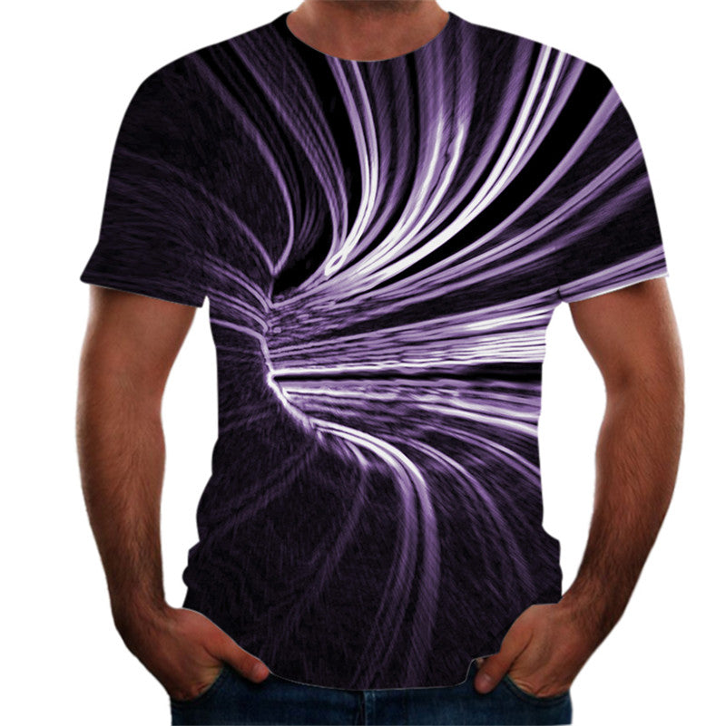 Digital print round neck short sleeve T-shirt