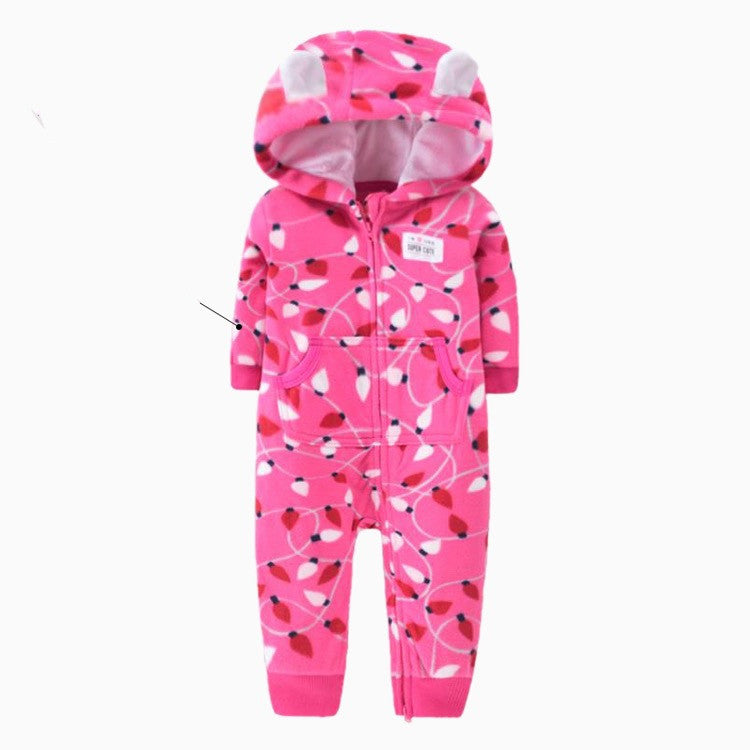 Single layer polar fleece romper zipper shirt