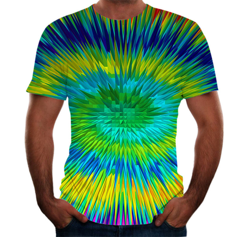 Digital print round neck short sleeve T-shirt