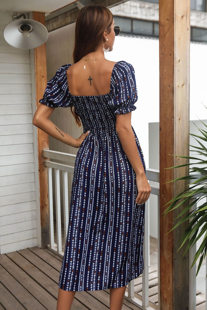Summer New Style Printed Puff Sleeve Dress